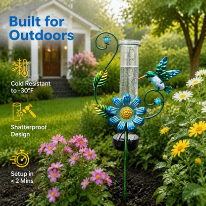 MUMTOP Hummingbird Rain Gauge for Outdoor Lawn, Yard and Garden - color: Upgrade Hummingbird