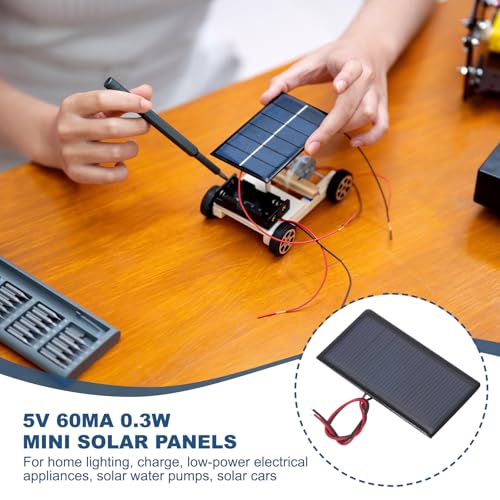 MECCANIXITY 2 Pcs 5V 0.3W 60mA Mini Solar Panels, Small Polycrystalline Solar Cell Panel with 2 Cable for DIY Electric Toy Materials Kits Charger, 68mm x 37mm - style: 5V 0.3W 60mA