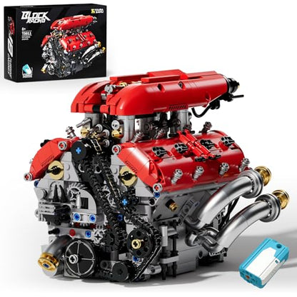 DOLIVE V8 Engine Model Kits that Runs, 1370PCS 8-Cylinder Engine Set with Battery & Motor, STEM Engineering Toys for Kids Adults, Mechanical Enthusiasts