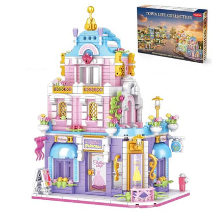 City Street View Building Blocks, Modular Architecture Model - color: Pastel Dream