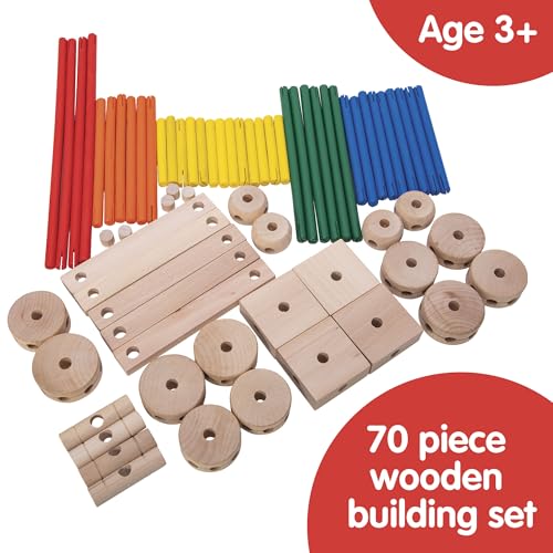 Schylling MKT Super Makit Classic Wood Construction Toy, 3+ years, 70-Pieces (1 EA)