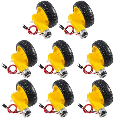 8-Set TT Gear Motor with Tire Wheel Kit, 3-6V DC