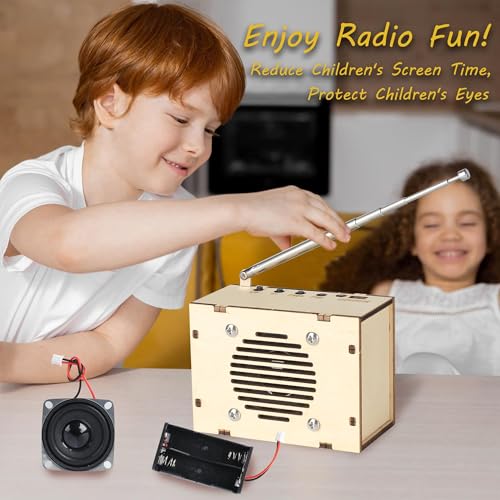 STEM Toys DIY FM Radio Kit, Science Circuit Project, Boy Gift Toys Age 8-13 - color: Classic Wood