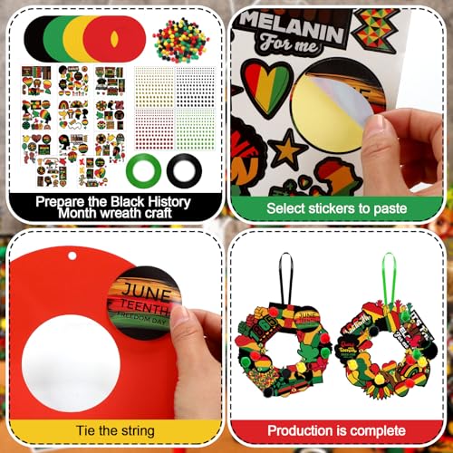 Hollowfly 48 Sets Juneteenth Wreath Craft Kits - style: Juneteenth
