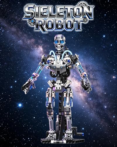 Mechanical Skeleton Robot Building Set with Light for Adults, Compatible with Lego Robot, 692PCS Skull Alien Model Toys for Home/Office Decor, Movable Joint Design Skeleton Kits Gifts for Boys 8-14 - style: Mechanical Robot