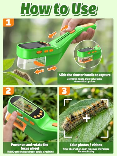 Acoath Bug Catcher, 2.4" IPS Screen Bug Catching Kit, Microscope for Kids - color: Green