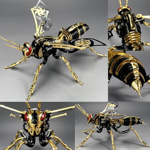 3D Metal Puzzles for Adults Mechanical Wasp Model Kits Building Blocks the Northern Giant Hornet Difficult DIY Assembly for Men - style: 3D Metal Wasp-Black Gold