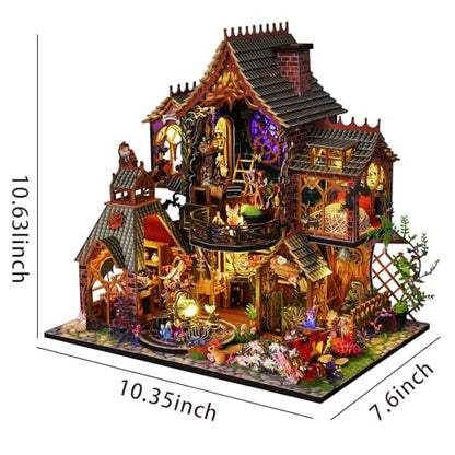 Plustopoy DIY Miniature House Kit,Tiny House Model Kit Dollhouse with Light & Tools, DIY Wooden Dollhouse Miniature Kit for Adults and Teens, Creative Craft Magic House Kit, Home Decor(Magic Spirit) - style: Magic Spirit