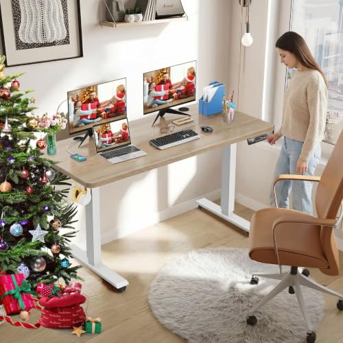 farexon 48x24 Inch Electric Standing Desk with Wheels, Oak Gray - color: Oak Grey, size: 48 x 24''