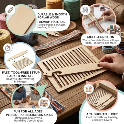 Weaving Kit 2 Pcs Weaving Shuttle Weaving Tools for Loom, Weaving Shuttle Tools Arts Crafts for Bracelet Bag Belt Camera Strap, Weaving Heddle for Beginner