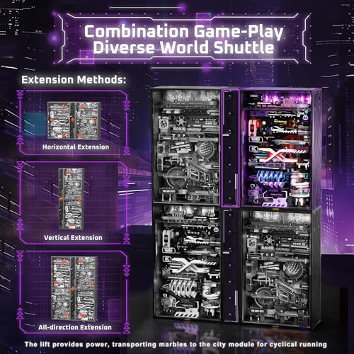 ROKR 3D Puzzles Building Toy Sets Marble Run Model Kits for Adults, 140pcs Brain Teaser STEM Kit for Adult, DIY Hobbies for Men Women,cx (Parallel World MR02S)