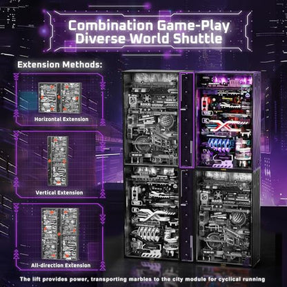 ROKR 3D Puzzles Building Toy Sets Marble Run Model Kits for Adults, 140pcs Brain Teaser STEM Kit for Adult, DIY Hobbies for Men Women,cx (Parallel World MR02S)