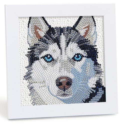 Libfx Diamond Art Kits for Kids with Frame Diamond Art for Girls Boys Beginners Arts and Crafts Birthday Gifts (Husky) - color: Husky