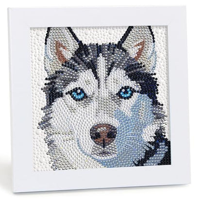 Libfx Diamond Art Kits for Kids with Frame Diamond Art for Girls Boys Beginners Arts and Crafts Birthday Gifts (Husky) - color: Husky