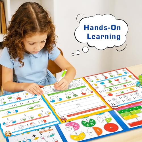 Magnetic Fraction Demonstration Book for Kids, Montessori Fraction Playbook with Tiles & Circles, Fraction Educational Puzzle Sets for Children, Math Manipulatives for Homeschool Classroom - size: Small