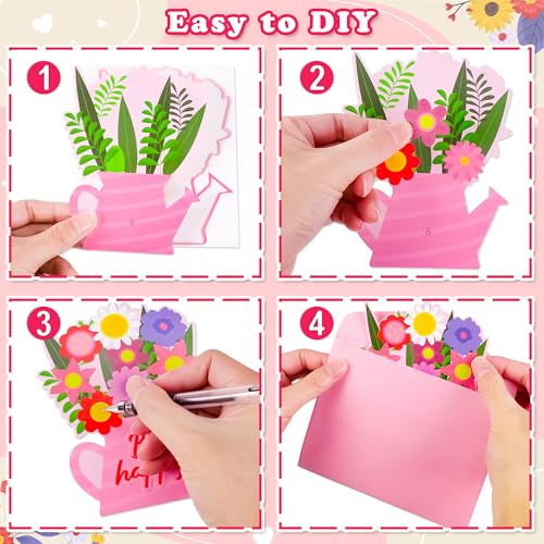 36 Set Valentines Day DIY Craft for Kids - Flower Card Making Kit with Greeting Cards Stickers Envelopes Set Gifts for Classroom School Activities - style: valentines