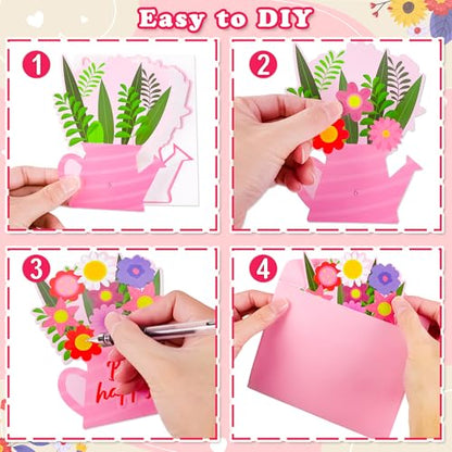 36 Set Valentines Day DIY Craft for Kids - Flower Card Making Kit with Greeting Cards Stickers Envelopes Set Gifts for Classroom School Activities - style: valentines