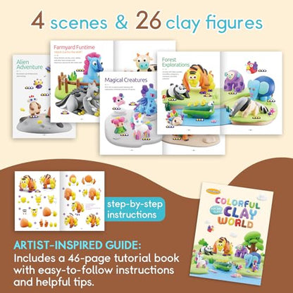 Drama Planet Air Dry Clay Kit for Kids, 26 Modeling Tutorials