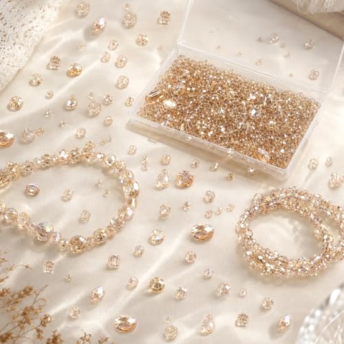 Glass Beads Bulk for Suncatchers, Jewelry Making, Crafts, Crystal Beads - color: Silver Champagne, size: 636pcs