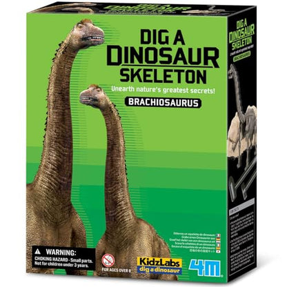4M Dig a Brachiosaurus Skeleton Kit for Kids Ages 8-12 – Jurassic Fossil Excavation Set with 14 Realistic Bones, STEM Paleontologist Digging Kit with Hammer, Chisel & Brush, Educational Gift