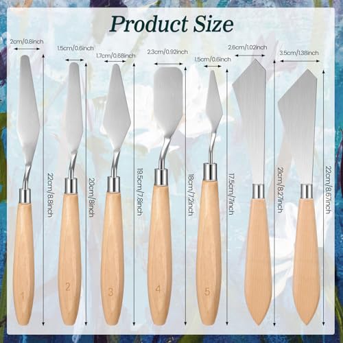 Honoson 7 Pcs Painting Knife Palette Knife Set Steel Spatula,Wood Color - color: Wood Color