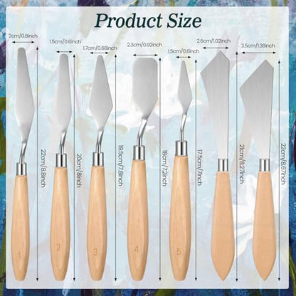 Honoson 7 Pcs Painting Knife Palette Knife Set Steel Spatula,Wood Color - color: Wood Color