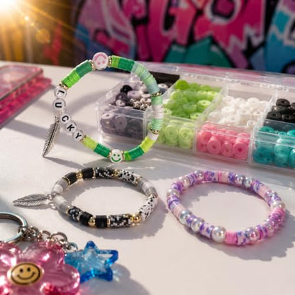 Ilootm Friendship Bracelet Making Kit, 16800pcs Beads for Jewelry Making, 96 Colors Polymer Clay Beads & 24 Colors Glass Seed Beads, 400 Letter Beads, DIY Crafts Gifts for Girls & Adults