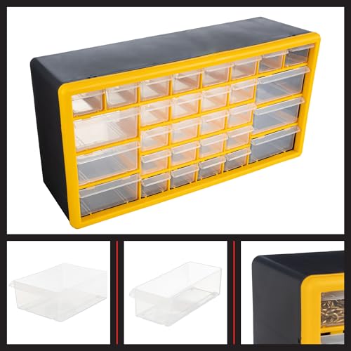Stalwart 30-Drawer Plastic Small Parts Organizer, Yellow