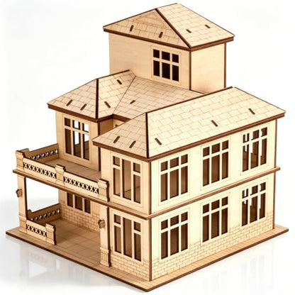 3D Wooden Puzzle for Adults, DIY Miniature Courtyard Villa House Building - color: Courtyard Villa Wood Color 05