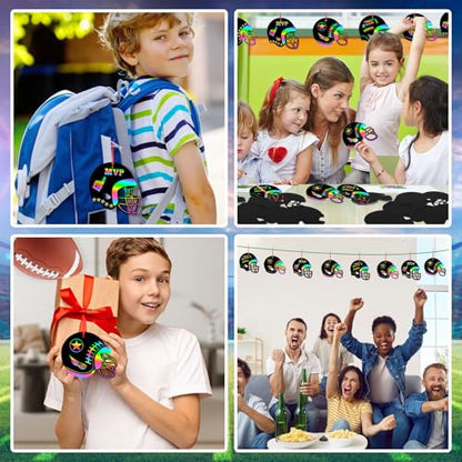 JULMELON 36 PCS Football Scratch Art Kids, Helmet Crafts Party Favors - style: Football Crafts