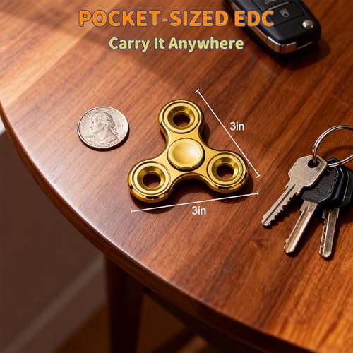 Fidget Toys Adults,Electroplated Metal Fidget Spinner Stress Reducer,High Speed 3-5 Min Quite Spins,Fidgets for Adults & Teens & Kids Age 6+(Golden) - color: Golden