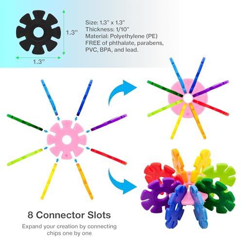 PicassoTiles Building Chip Interlocking Disc Construction Blocks in Black Color STEM Learning Early Education Toy Engineering Playset Child Brain Development for Toddlers Girls Boys Kids Age 3+ PTF108 - color: Blk