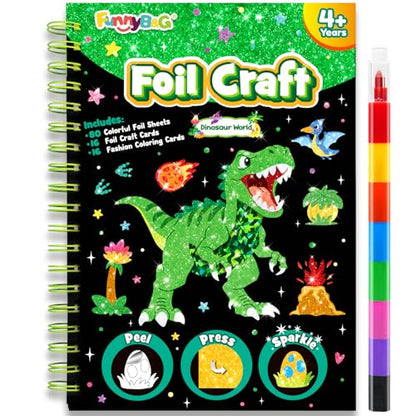 FUNNYB&G Foil Art Craft Kit for Kids, Sparkly Birthday Gift Toy for Kids - style: Dinosaur World