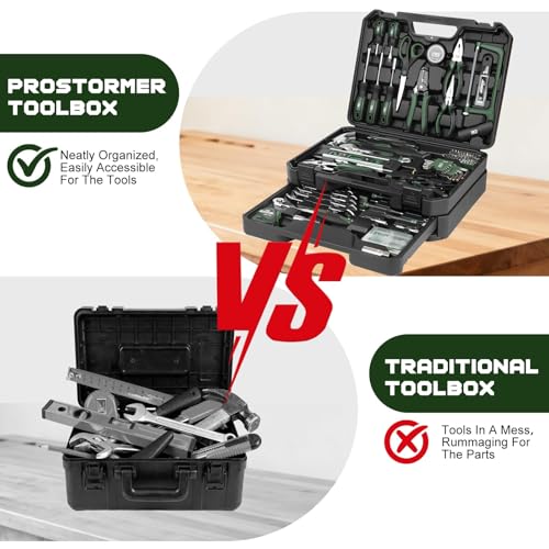 Prostormer 269-Piece Tool Kit, General Household Hand Tool Set, Green - color: Green