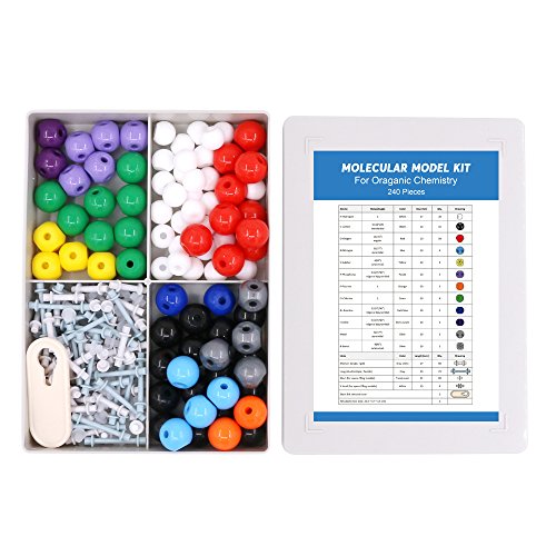 Swpeet 240 Pcs Organic Chemistry Molecular Model Student and Teacher Kit, Chemistry Molecular Model Student and Teacher Set - 86 Atoms & 153 Bonds & 1 Short Link Remover Tool - style: 240 Pieces Molecular Model Kit