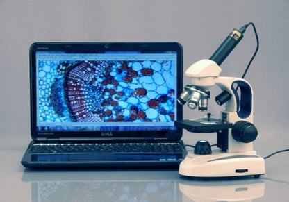 AmScope Cordless Compound Monocular Microscope, 25 Prepared Slides - style: M158C-2L-PS25