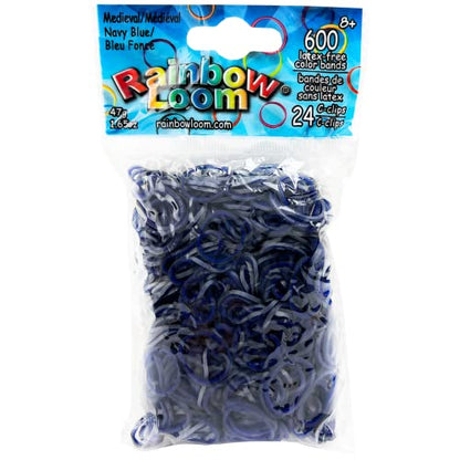 Rainbow Loom® Medieval Collection: Navy Blue Rubber Bands with 24 C-Clips (600 Count)