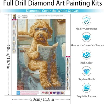 Diamond Art Kits for Adults,funny Dog Square Diamond Painting Kits 12x16in - color: DP02999