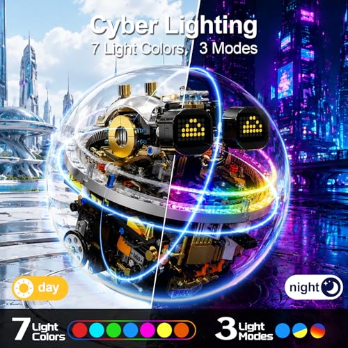 STEM Robot Building Kit for Kids Ages 8-14, 804 PCS Remote & APP Control Spherical Robotics Toy with LED Expressions & Cyberpunk Lights, Programmable Rolling Technic Coding Set, Gift for Boys & Girls