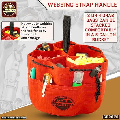Graintex 18 Pockets Grab Bag Rip-stop Canvas Drawstring Closure, Small Part Organizer Pouch, Small Tools, Screws, Parts, Parachute Tool Bag for Efficient Storage - Red - color: Red