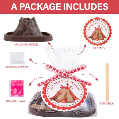 Valentines Gifts for Kids - 24 Pack Erupting Volcano Science Kit with Valentine's Cards, STEM Projects Educational Toys for Boys Girls Toddler Classroom Exchange School Activities Party Favors