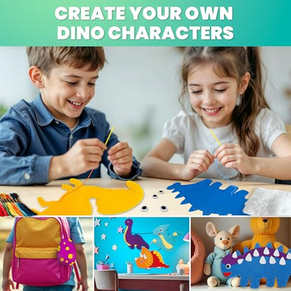 Sewing Kit for Kids Ages 8-12 - 12 Beginner DIY Kids Sewing Crafts Ages 4-7 - color: 5.0 Dino