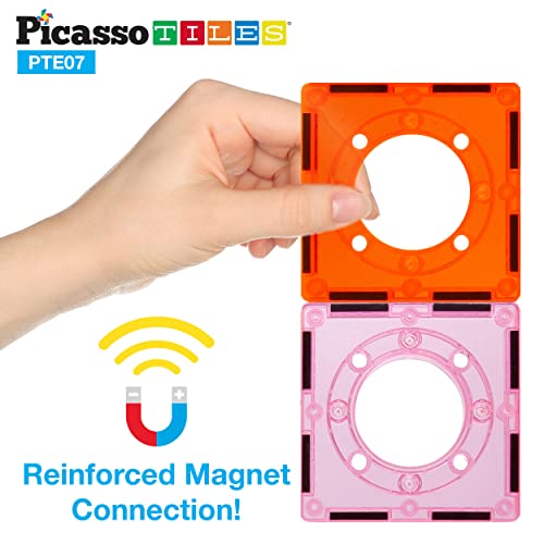 PicassoTiles Magnetic Tiles for Marble Run Racetrack Square Joint Shape Building Block Construction Colorful STEM Toy Set Learning Kit Educational Magnet Playset for Toddler Boys & Girls Ages 3+ - color: Marble Run Square Joint