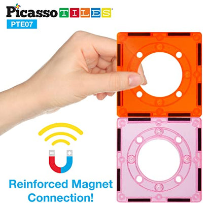 PicassoTiles Magnetic Tiles for Marble Run Racetrack Square Joint Shape Building Block Construction Colorful STEM Toy Set Learning Kit Educational Magnet Playset for Toddler Boys & Girls Ages 3+ - color: Marble Run Square Joint