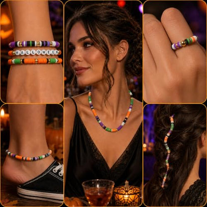 Halloween Bracelet Making Kit with Disc Beads, Letter Beads and Charms - color: style 02