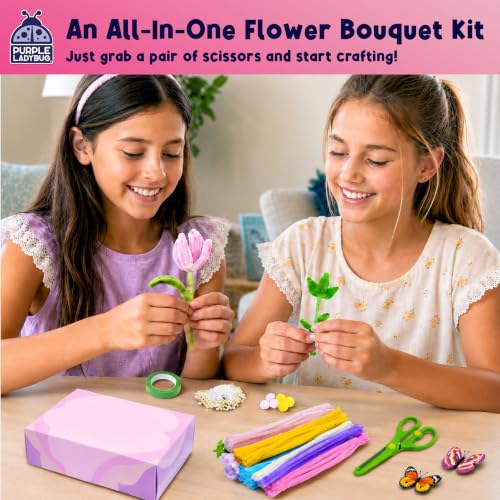 216pcs Pipe Cleaner Flower Kit, Easy to Make, Written & Video Instructions