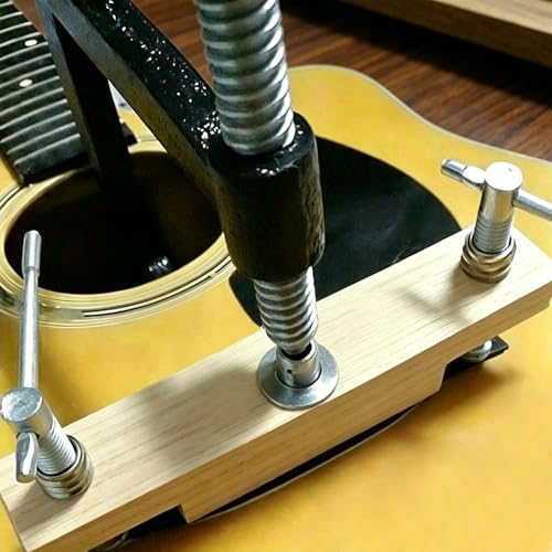 Acoustic Guitar Bridge Clamp, C-Shape Sturdy Iron Repair Tool with Wooden Fixture, Universal Folk Guitar Bridge Home/Professional Luthier Tool for Guitar Bridge Installation & Maintenance