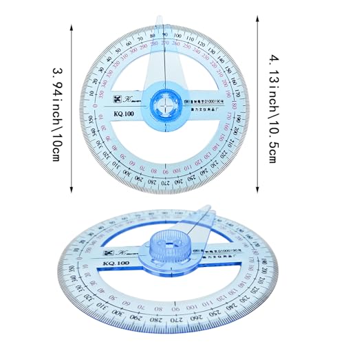 4 Pack Clear Plastic 360° Full Circle Protractor for Geometry - color: blue