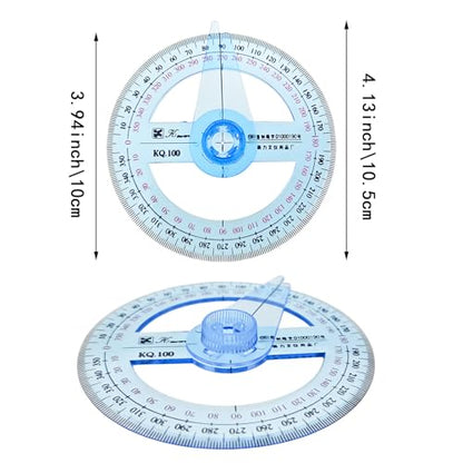 4 Pack Clear Plastic 360° Full Circle Protractor for Geometry - color: blue