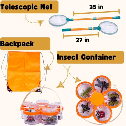 Bug Catcher for Kids – 63 PCS Bug Catching Kit, Kids Bug Catching Kit, Bug Catcher Kit, Insect Catcher for Kids, Insect Cage, Outdoor Toddler Toys for Backyard, Outdoor Toddler Toys
